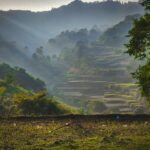 Araku Valley’s lush green hills and coffee plantations under a misty sky in Visakhapatnam
