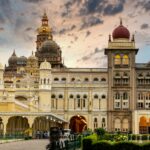 Mysore Palace’s illuminated facade and golden domes